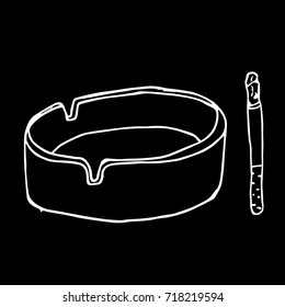  Poster with cigarette an ashtray in hand drawn style and reminder date for World No Tobacco Day. Doodle style. Design icon, print, logo, poster, symbol, decor, textile, paper
