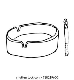 Poster with cigarette an ashtray in hand drawn style and reminder date for World No Tobacco Day. Doodle style. Design icon, print, logo, poster, symbol, decor, textile, paper