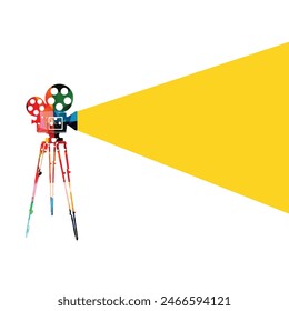 Poster for cinema festival with old-fashioned movie projector or camera.