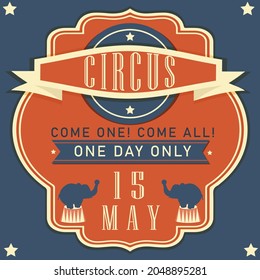 Circo de afiches. Invitación. Sólo un día. Elefante.