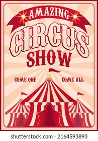 Poster Circus Show. Erstaunliche Zirkusshow. Vektorgrafik.