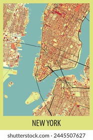 Poster city map of New York, USA