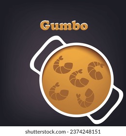 Poster for a classic dish with shrimp in the form of a thick stew - Gumbo