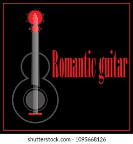 Poster with classical guitar. Romance and love. You can insert any of your text.