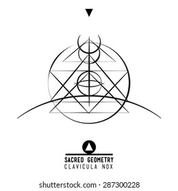 Poster - Clavicula Nox.Sacred geometry set of trendy vector Alchemy symbols collection on grunge background. Religion, philosophy, spirituality, occultism, science, magic. Design and tattoo elements.
