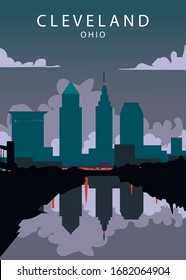 Poster Cleveland landscape. Cleveland vector illustration.