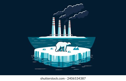 poster for a climate change campaign, set in Antarctica with a bear trapped in melting ice