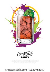 Poster Cocktail design. Cocktail Party invitation. Vector illustration