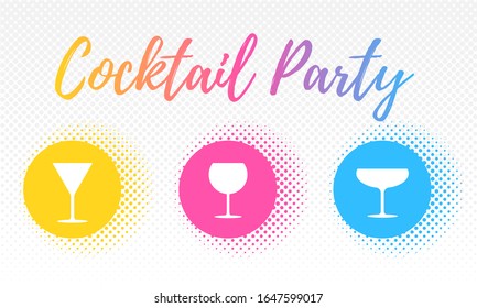 Poster For A Cocktail Party. Set Of Glasses For Cocktails. Glasses For A Bar, Restaurant. Vector. Alcohol Party. Vector