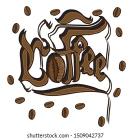 Poster with coffee and coffee beans.