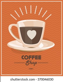 Poster with a coffee cup. Vector