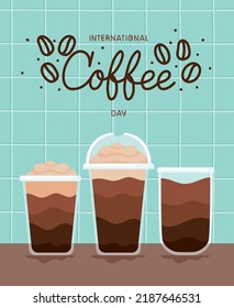 poster of coffee day with coffee glasses
