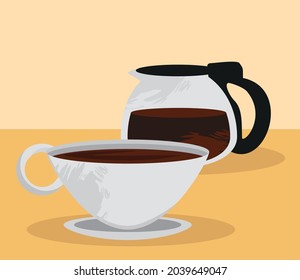 Poster mit Kaffeekanne mit Tasse