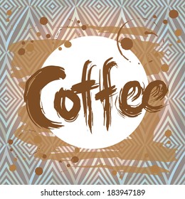 Poster with  coffee stain. Design template. Vector 