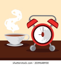 poster with coffee time alarm decoration