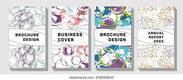 Poster collection with abstract colorful gradient sphere. Banner or sign design