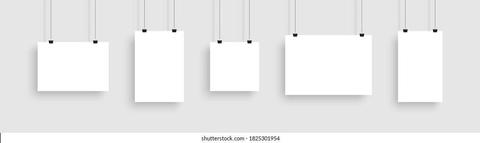 Poster collection. Poster mockup. White Poster Mockup. Vector illustration