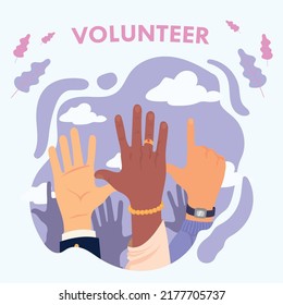 afiche del voluntario de colores