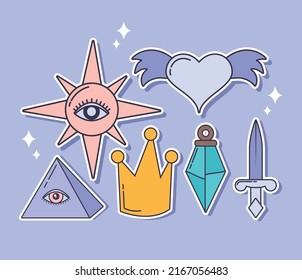 poster of colored tattoos set