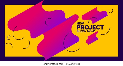 Poster with colored wavy shapes on the background. Modern illustration.