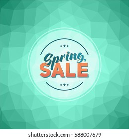 Poster with colorful geometric background. Spring sale tag