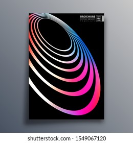 Poster with colorful gradient orbital lines for flyer, brochure cover, vintage typography, background or other printing products. Vector illustration.