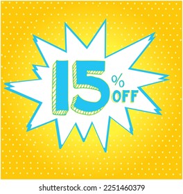 ilustración vectorial de estilo de historieta de afiche con 15% de descuento