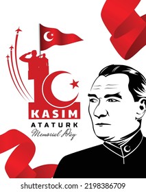 poster commemorating 10 kasim with Mustafa Kemal Atatürk vector illustration background