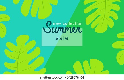 Poster Composition with Tropical Leaves.
