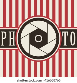 Poster concept with photo shutter symbol. Vector stock illustration.