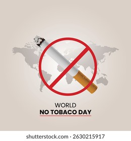 Poster Concept of World No Tobacco Day in 3d and paper cut style and example texts on global and white background. 