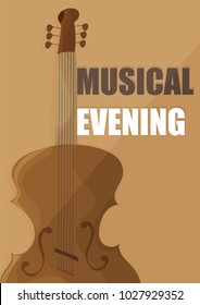 poster for a concert of classical music with violin - brown color