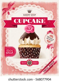 Poster of confectionery bakery with cupcakes