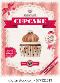 Poster of confectionery bakery with cupcakes