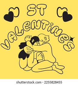 poster congratulations on valentine's day. Illustration with text. Vector objects for design and printing. Postcard for Valentine's day. linear design. 