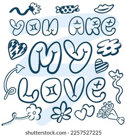 poster congratulations on valentine's day. Illustration with text. Vector objects for design and printing. Postcard for Valentine's day. linear design. 