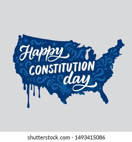 Poster Constitution Day and Citizenship Day in America. Independence Day. Vector flat  illustration template for USA and celebratory lettering. 