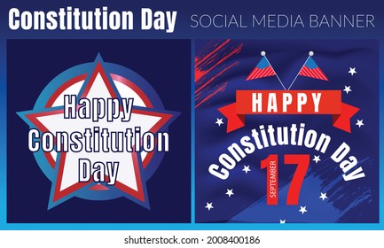 Poster Constitution Day and Citizenship Day in America. Independence Day. Vector flat illustration template for USA and celebratory lettering. 