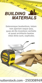 Poster of construction materials and services. Vector illustration.