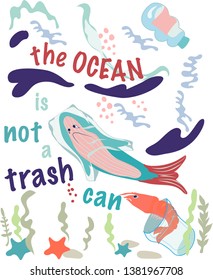 Poster Containing Call Save Ocean Plastic Stock Vector (Royalty Free ...