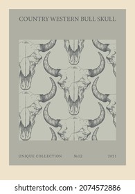 Poster "Contry western bull skull"