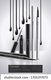 Afiche Eyeliner estético con vector de envase
