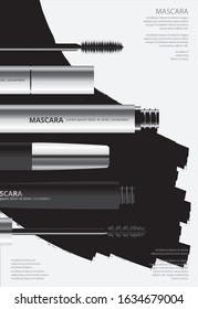 Poster Cosmetic Mascara with Packaging Vector Illustration