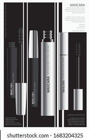 Poster Cosmetic Mascara mit Packaging Vektorillustration Illustration