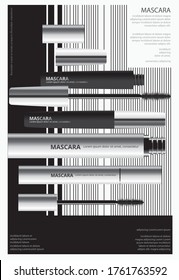 Poster Cosmetic Mascara mit Packaging Vector Illustration