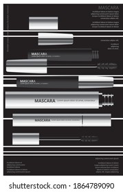 Poster Cosmetic Mascara mit Packaging Vector Illustration