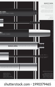 Poster Cosmetic Mascara mit Packaging Vector Illustration