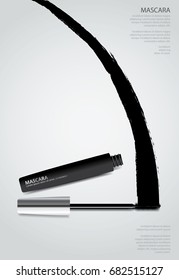 Poster Cosmetic Mascara with Packaging Vector Illustration