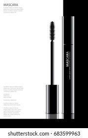 Poster Cosmetic Mascara with Packaging Vector Illustration