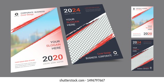 Poster cover book design template in A4 layout with space for photo background, Cmyk 2 tone color suitable for annual report, proposal, portfolio, brochure, flyer, leaflet, catalog, magazine, booklet.